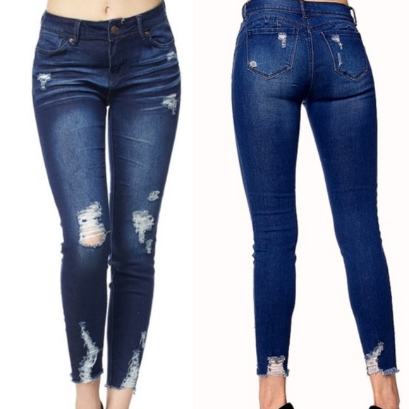 DISTRESSED DENIM JEANS - Picture 7 of 9